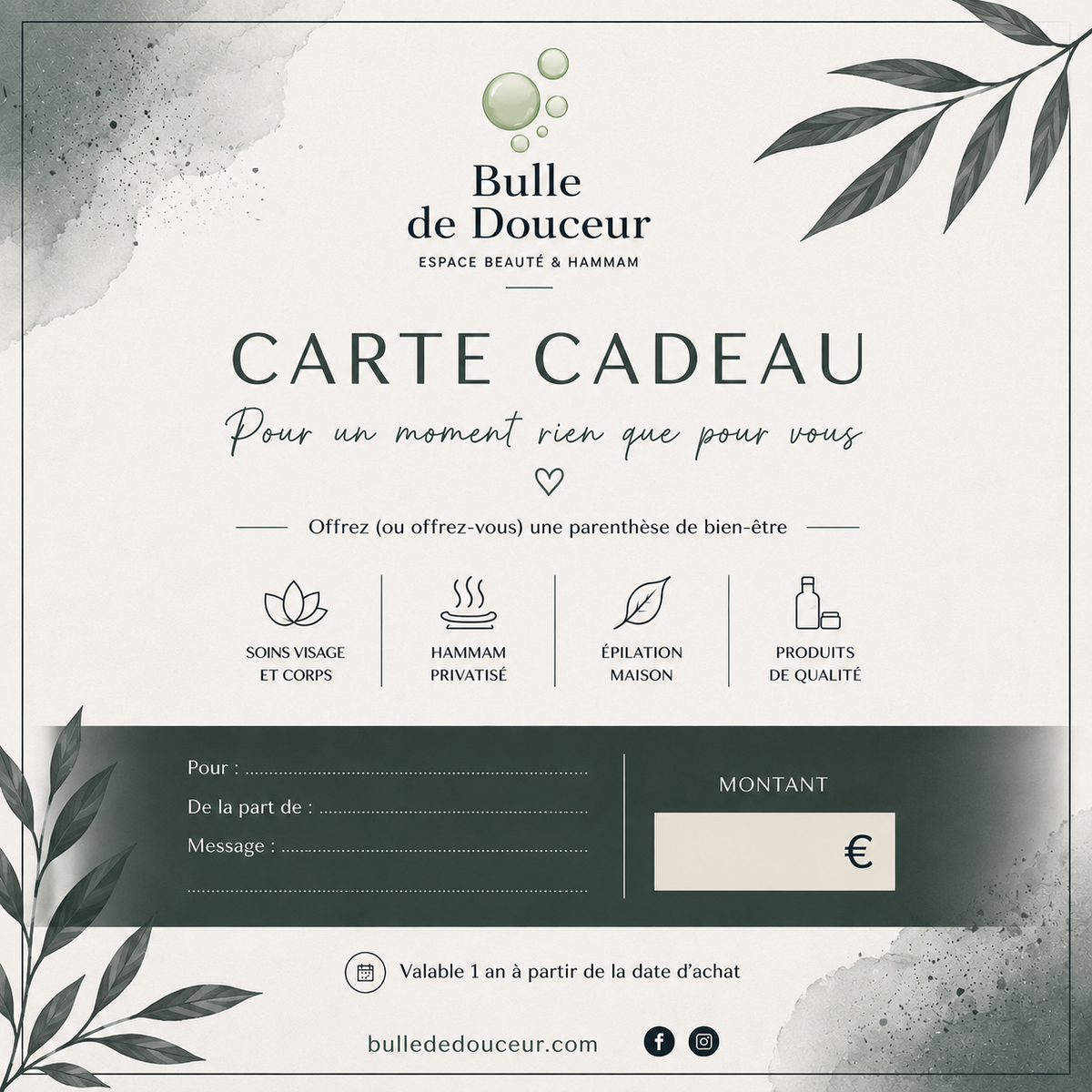 Carte Cadeau Bulle de Douceur - modèle 3